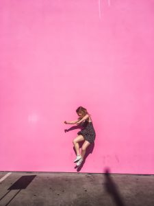 A picture in front of Paul Smiths Pink Wall Los Angeles